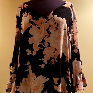 Calvin Klein Floral Chiffon Blouse  Plus Size